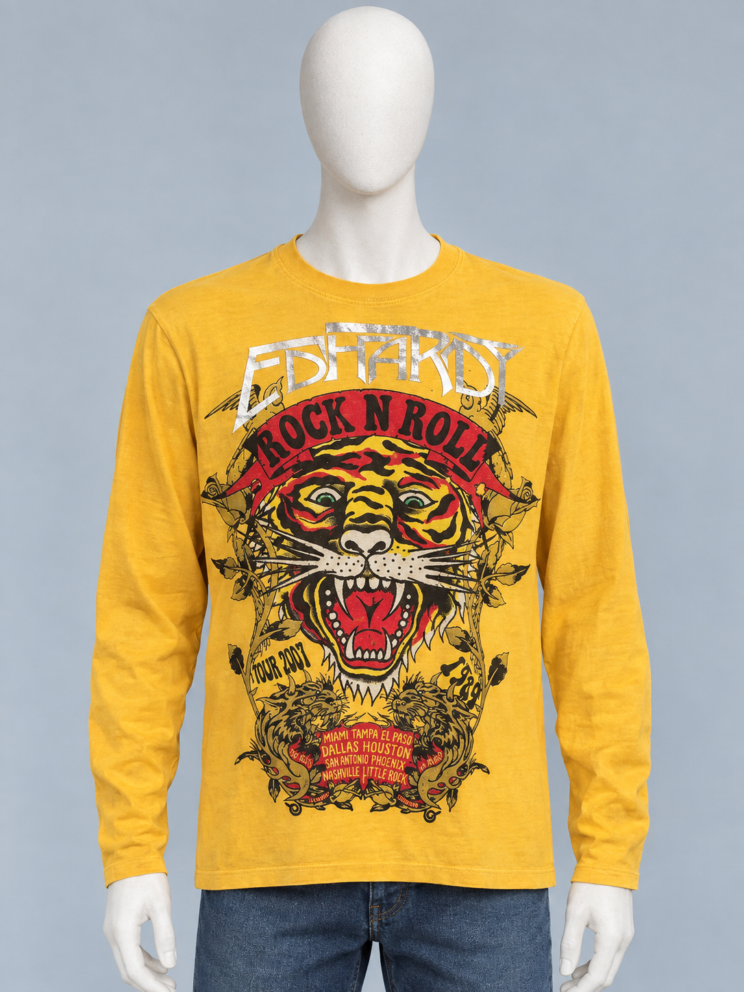 Ed Hardy Kids Girls - Pull jaune "Rock & Roll" tigre tour