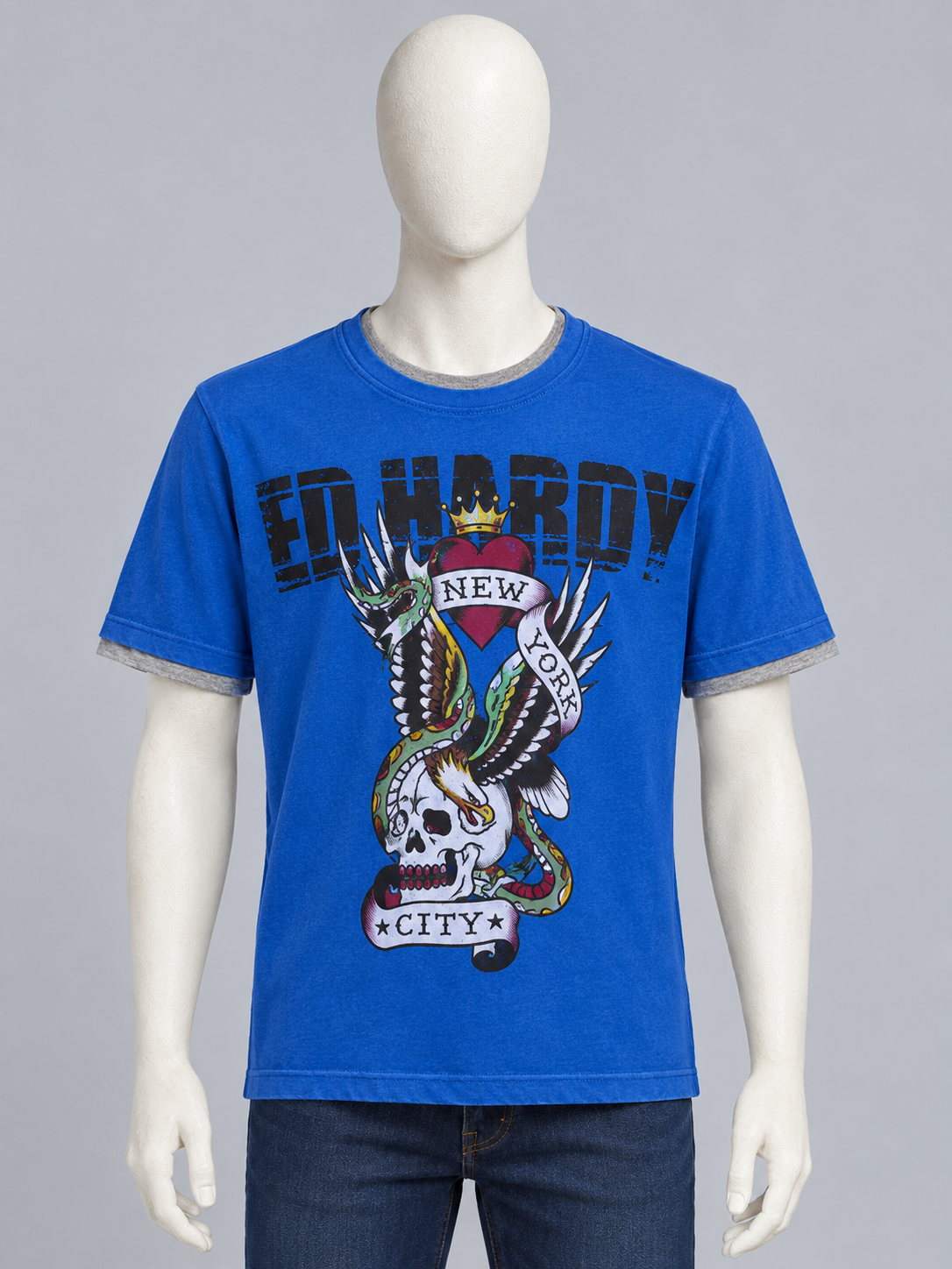 Ed Hardy Kids Boys - T-shirt bleu "New York City" aigle & crâne