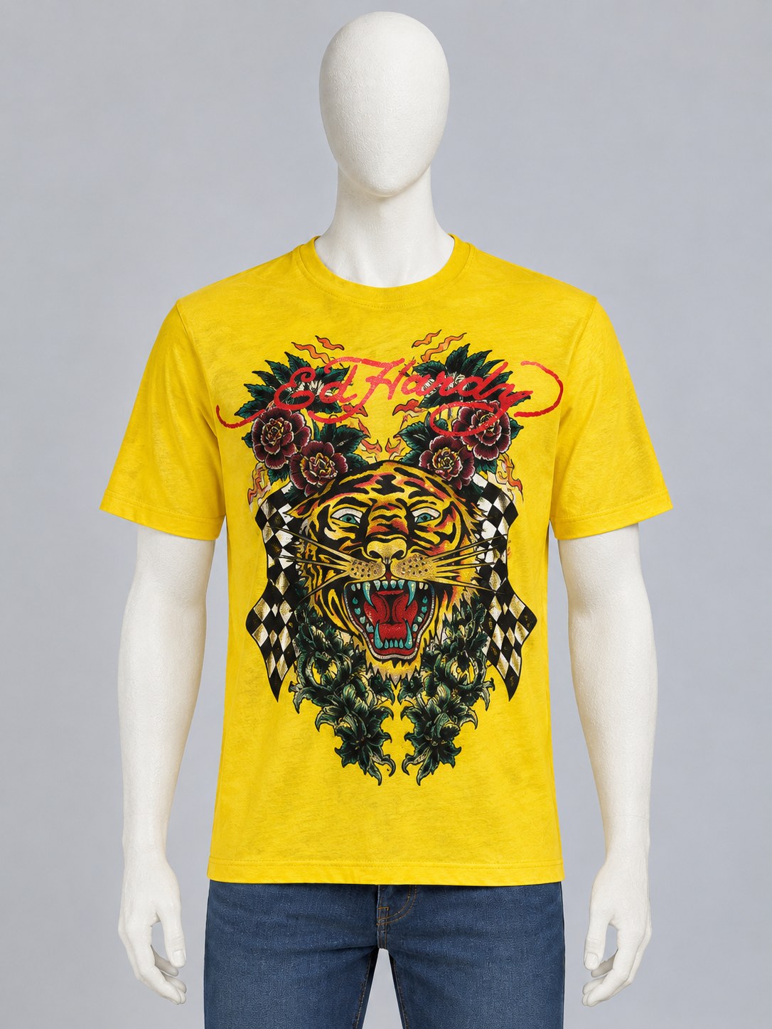 Ed Hardy Kids Boys - T-shirt jaune tigre, dragons & roses