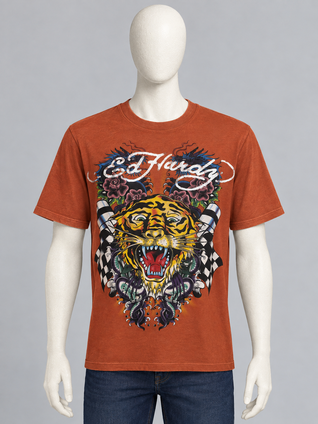 Ed Hardy Kids - T-shirt terracotta tigre, dragons & roses